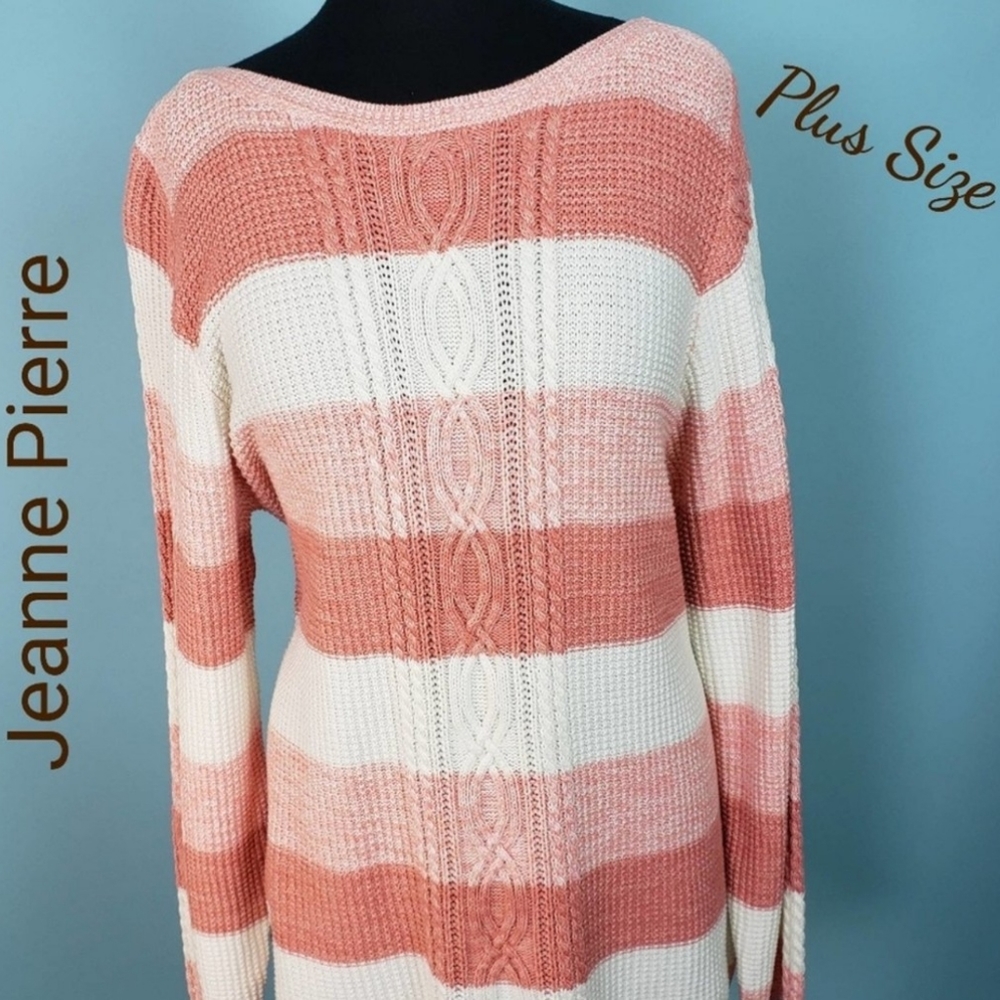 Jeanne Pierre Plus Size Boat Neck Womens 100% Cotton Sweater NWT Size XXL